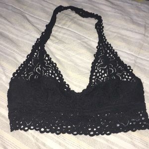 AERIE BLACK HALTER BRALETTE